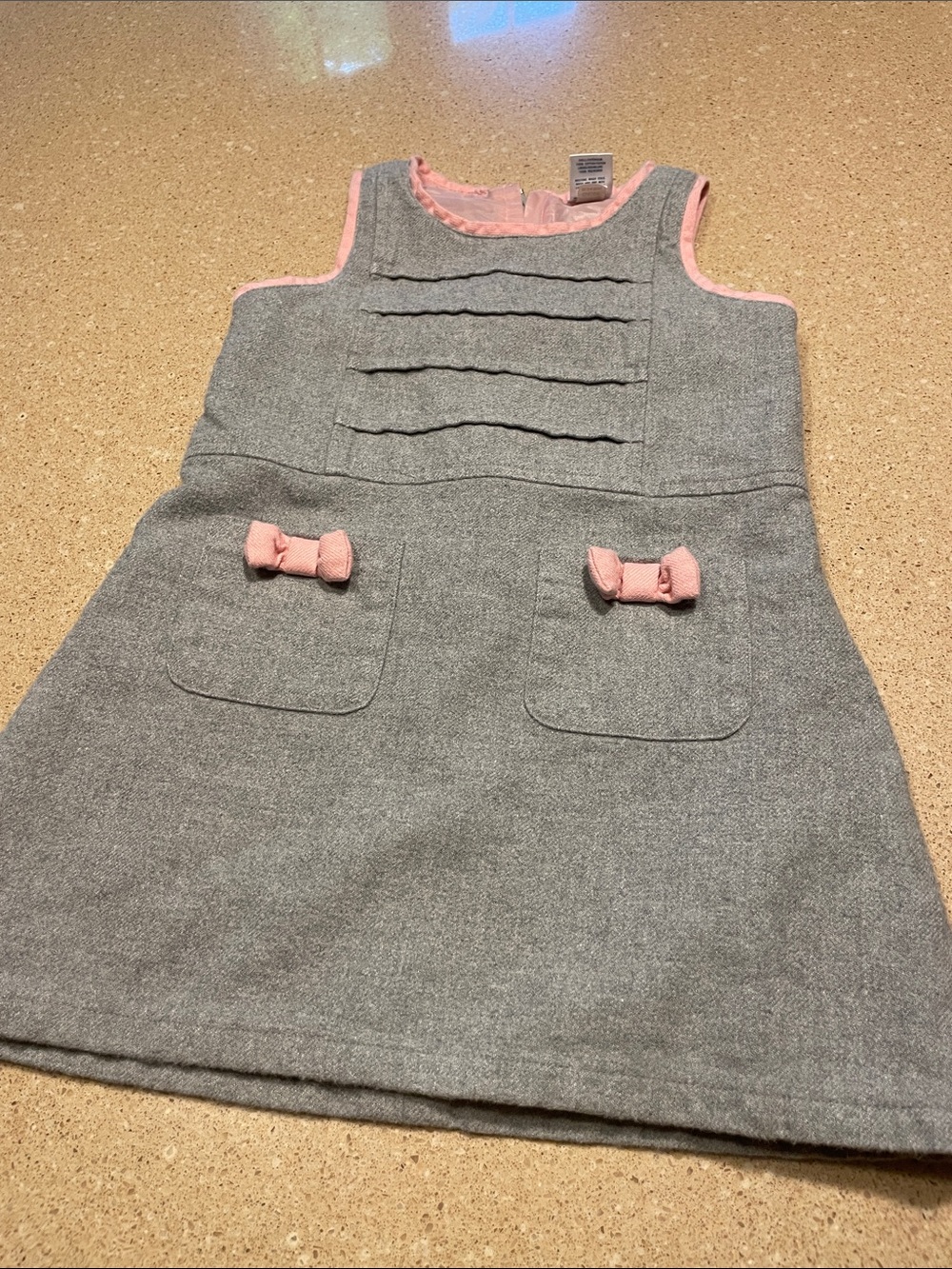 Old Navy Gray Dress with Pink Trim and Bows
